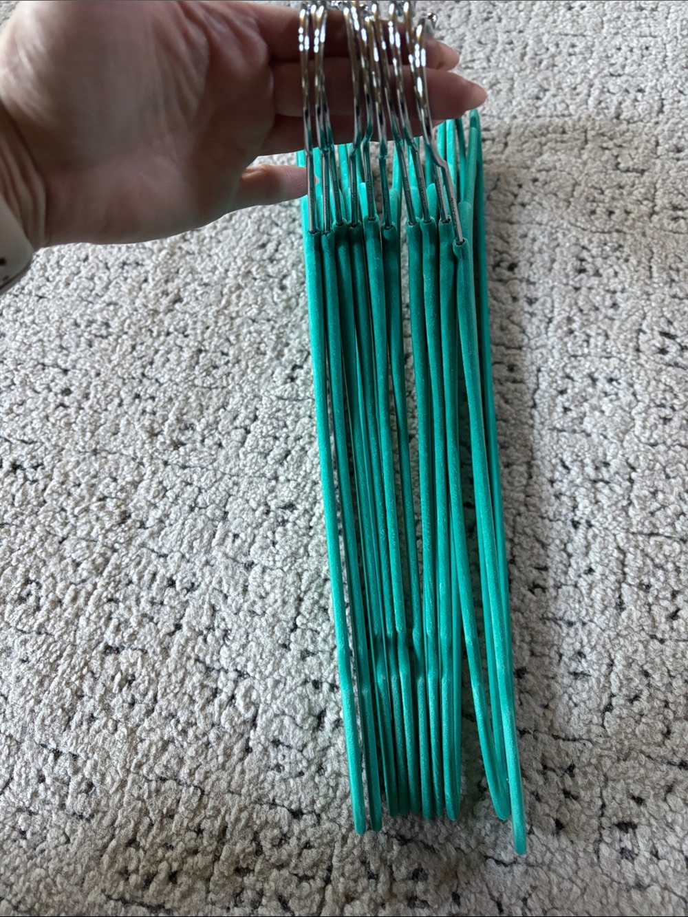 Teal Non-Slip Velvet Clothes Hangers - Set of 10 - Picture 3 of 7